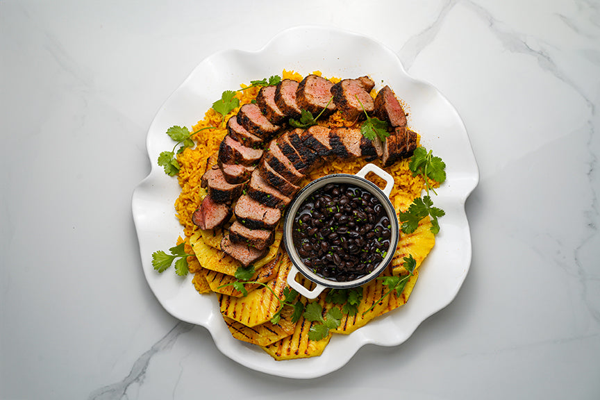 Blackened Pork Tenderloin with Grilled Pineapple Recipe | SRF