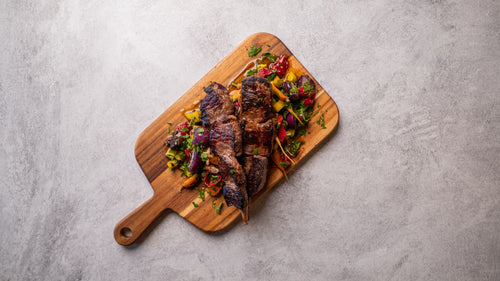 Bavette Kebabs with Herby Pickled Giardiniera