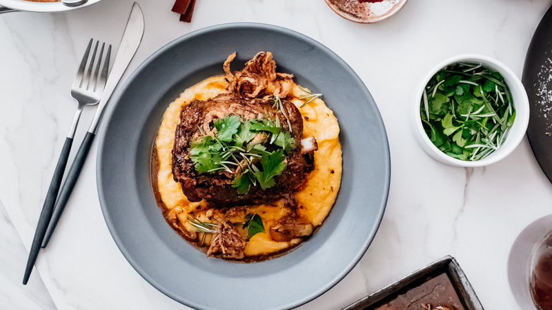 Pork Shank with Cheddar Grits