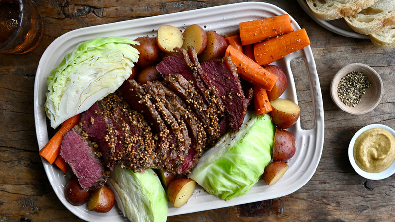 Corned Beef sliced and plated 