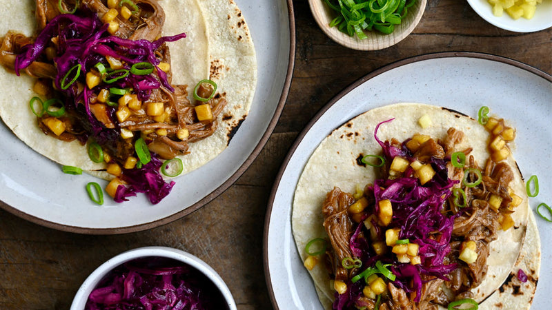 slow cooker pulled pork on tortillas