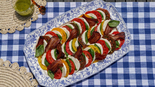 Kurobuta Bacon and Heirloom Tomato Caprese with Bacon-Basil Vinaigrette