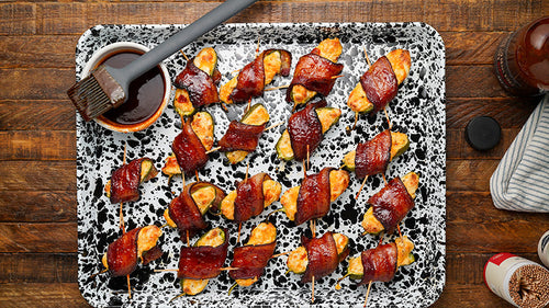 BBQ Glazed Bacon Wrapped Jalapeno Poppers