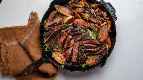 SRF Balsamic Glazed Skirt Steak with Caramelized Shallots and Mushrooms