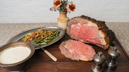 Horseradish-Crusted Wagyu Bone-In Prime Rib with Cognac Cream Sauce