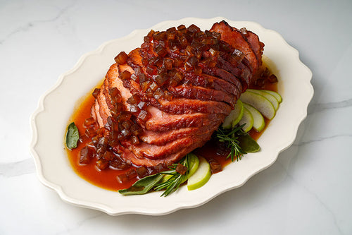 Apple and Brown Sugar Glazed Hasselback Half Ham