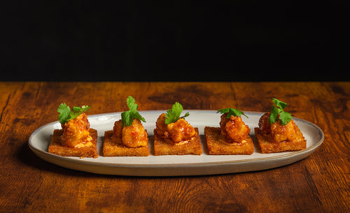 Bang Bang Halibut with Crispy Rice