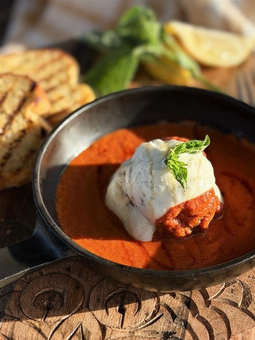 Ricotta Meatballs with Lemon Whipped Ricotta & Vodka Sauce