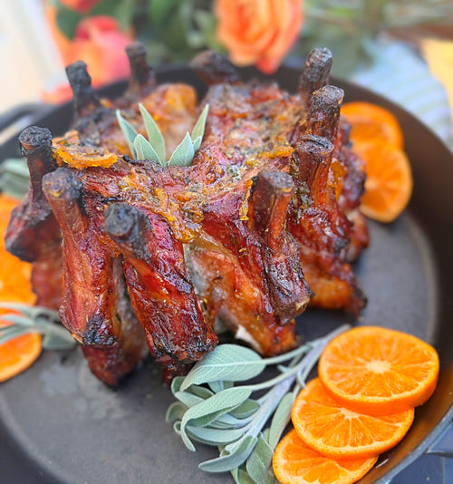 Golden Marmalade Crown Roast with Sage & Chive Butter