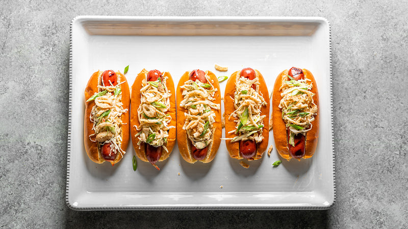 American Wagyu Hot Dog with Kimchi Coleslaw