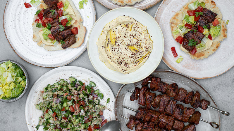 Beef Shawarma Pita Sandwiches and Jerusalem Salad