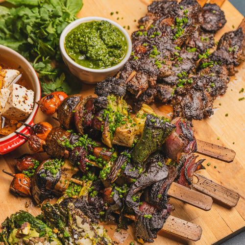 Herb Marinated Beef Tenderloin and Veggie Kebabs