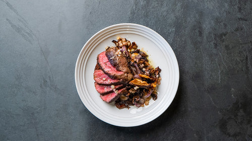 Filet Mignon with Tallow Seared Mushrooms and Onions