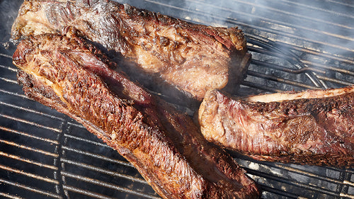 Grilled Short Ribs with Sherry Vinegar Herb Spray and Radicchio-Orange Slaw