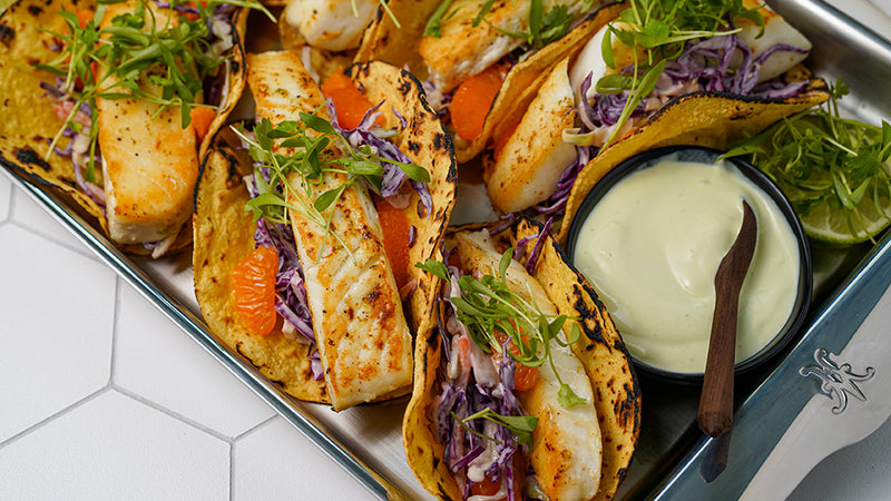 Halibut Tacos with Citrus Slaw