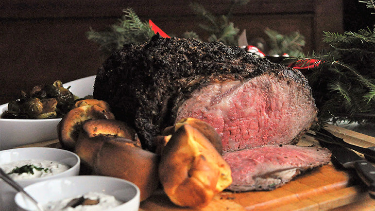 Herb and Salt-Crusted Ribeye with Yorkshire Pudding 