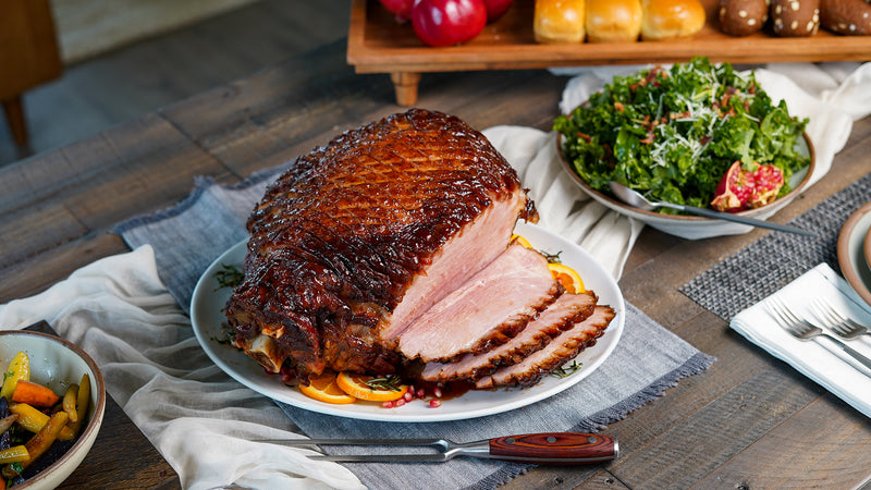 Kurobuta Ham with Pomegranate-Orange Glaze