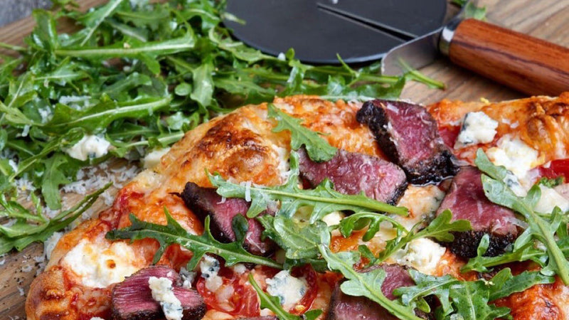 Black & Blue Pizza with American Wagyu Tenderloin Pieces 