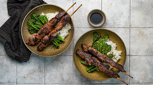 Miso Ginger Bavette Kebabs