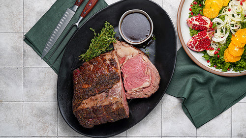 Oven Roasted Prime Rib with Red Wine Sauce