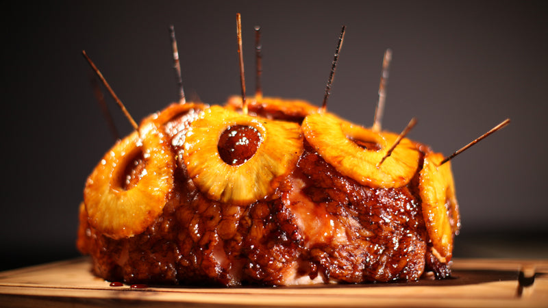 Pineapple-Glazed Kurobuta Bone-in Ham with Bourbon-Cherry Sauce