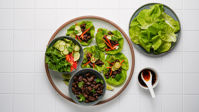 Tenderloin Lettuce Wraps with Quick Pickled Vegetables