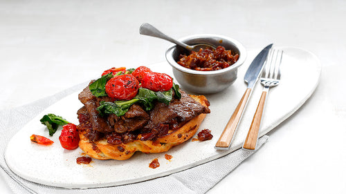 NY Strip Slices with Kurobuta Bacon Jam Sandwich