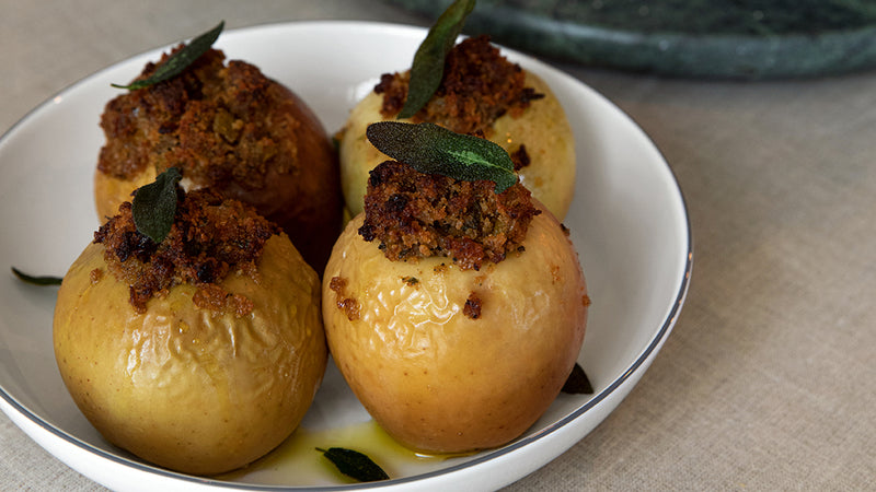 Sausage Stuffed Apples with Fried Sage