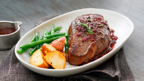 Pan-Seared NY Steak with Red Wine Pan Sauce