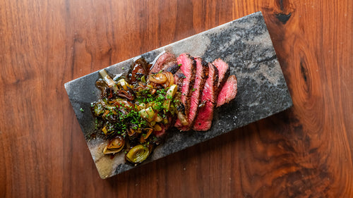 Sirloin Steaks with Charred Leek “Gremolata”