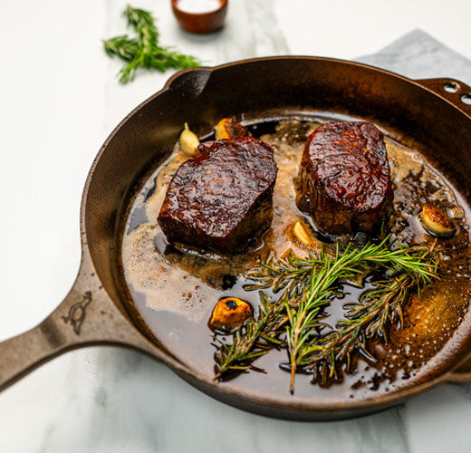 SRF Steaks in cast iron skillet 