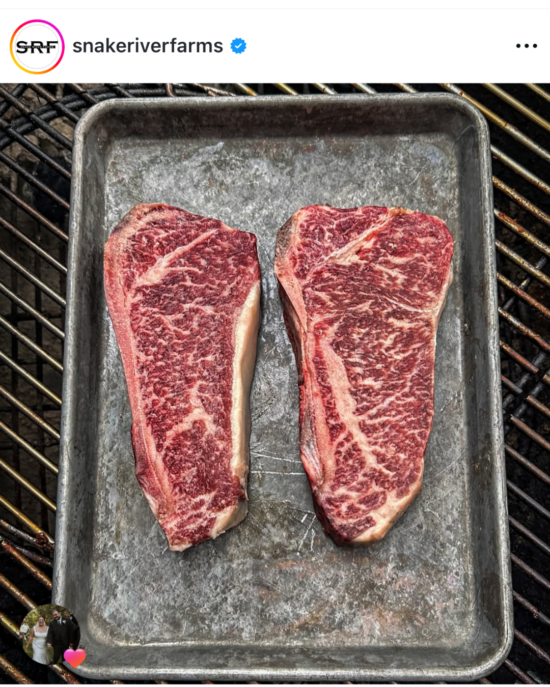 New York Strip Steaks raw and marbled for Instagram graphic 