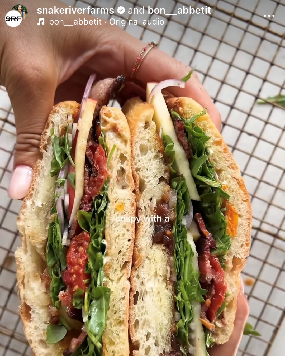 Instagram graphic with BLT sandwich 