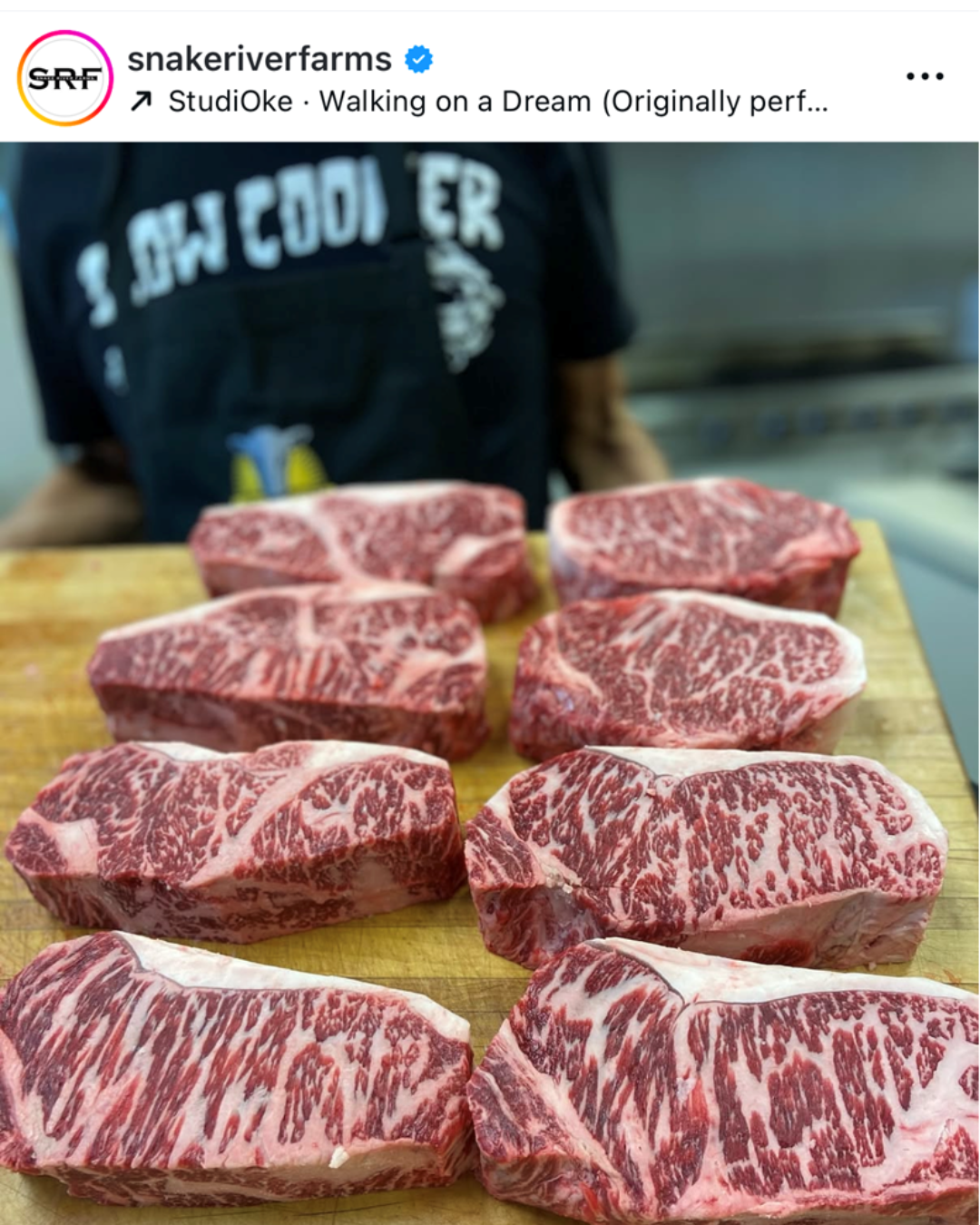 Instagram Graphic raw highly marbled steaks 
