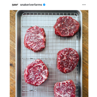 UGC Screenshot of raw steak on a pan 