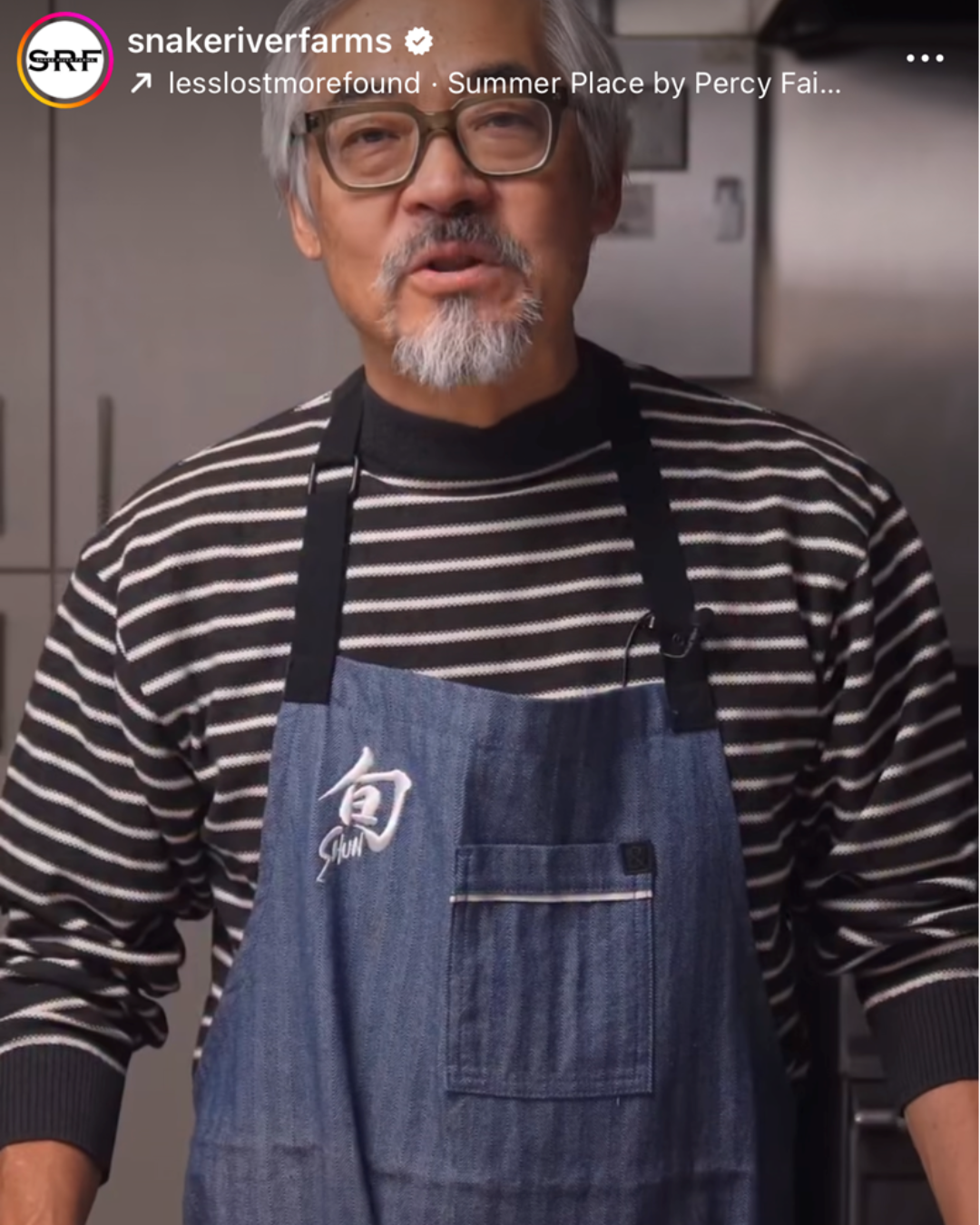 Instagram graphic with a man in an apron 