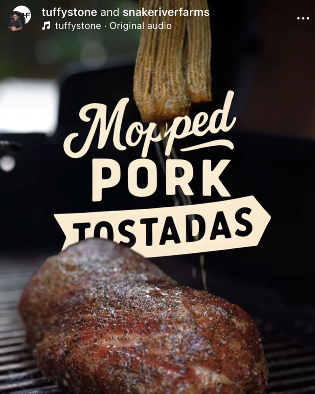 Instagram graphic with pork on a smoker