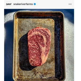 UGC screenshot of ribeye steak on sheet pan