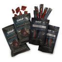 Snake River Farms American Wagyu beef jerky packages on a white background