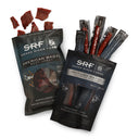 Snake River Farms American Wagyu beef jerky packages on a white background