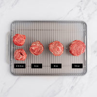 raw rolled cap of ribeye steak size comparison 