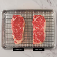 USDA Choice and USDA Prime NY steak comparison 