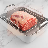 prime rib roast in roasting pan 