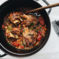 Pork shank in cast iron dutch oven 