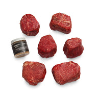 American Wagyu Gold® raw Steaks and Salt container 