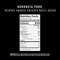 Nutrition facts label for Kurobuta pork bacon on a black background