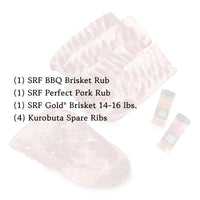 BBQ rubs and ribs with text on a white background
