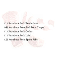 List of Kurobuta pork cuts on a white background