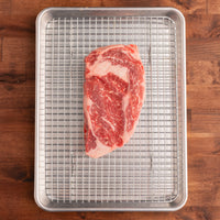 USDA Prime ribeye steak 1" on rack pan |Prime|1"|1.5"