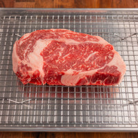 USDA Prime ribeye steak 1" on rack |Prime|1"|1.5"